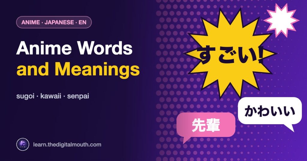 LearnLingo thumbnail: Anime Words and Meanings - sugoi · kawaii · senpai